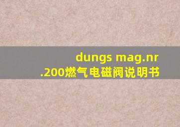 dungs mag.nr.200燃气电磁阀说明书